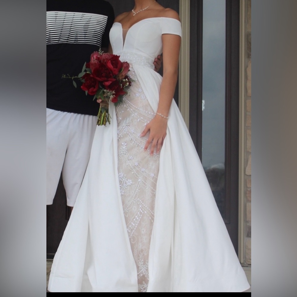 TARIK EDIZ white prom dress, size 6